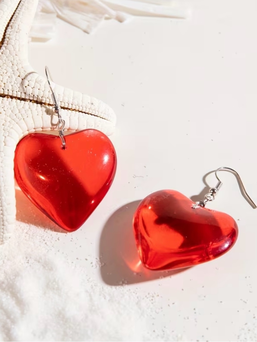 NEW! Red Heart Drop Earrings. Statement Heart Earrings ❤️ Cute stylish Earrings